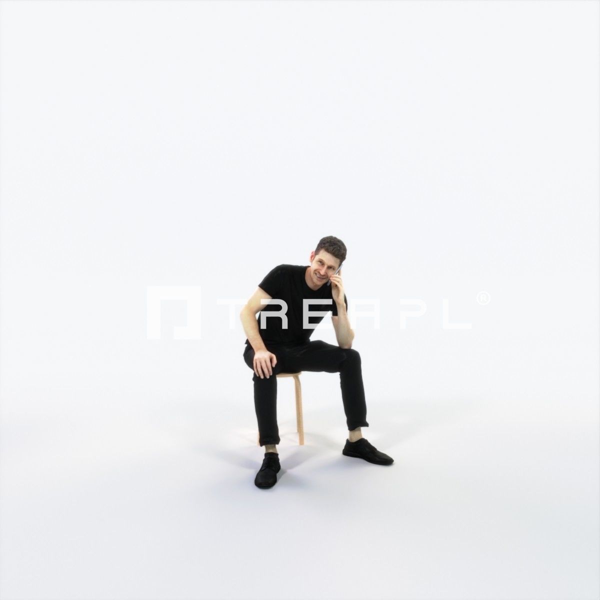 Jayne 02B Summer Cell Phone Sitting Casual Man Low-poly 3D model_1