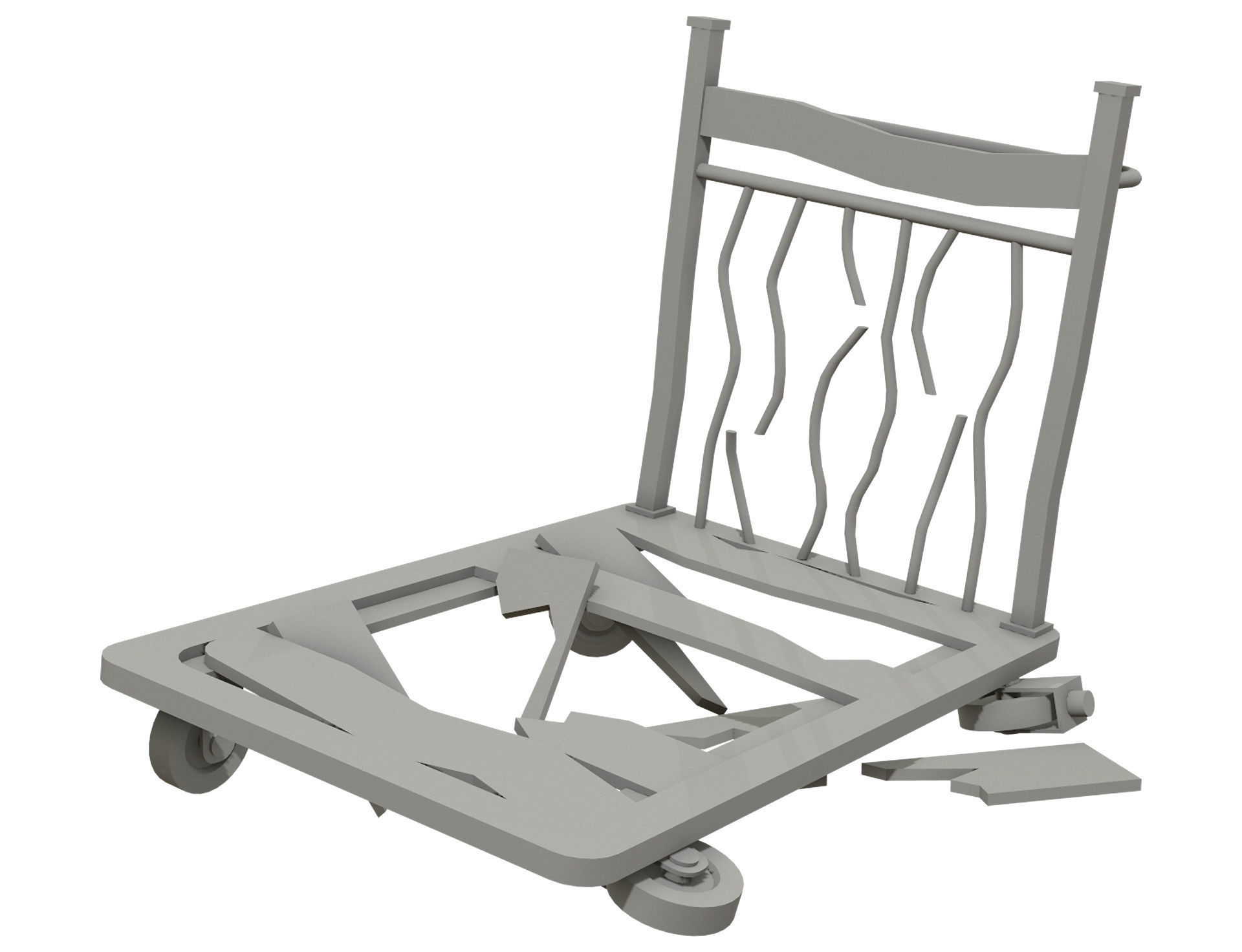 Broken Cart Low-poly 3D model_11