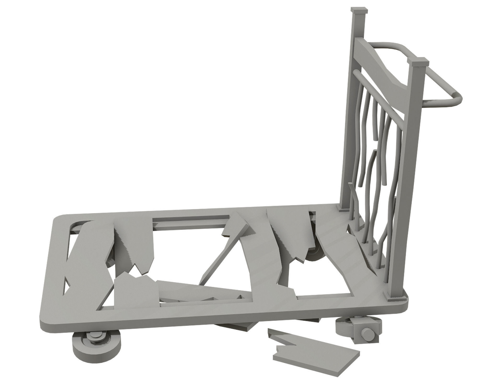Broken Cart Low-poly 3D model_12