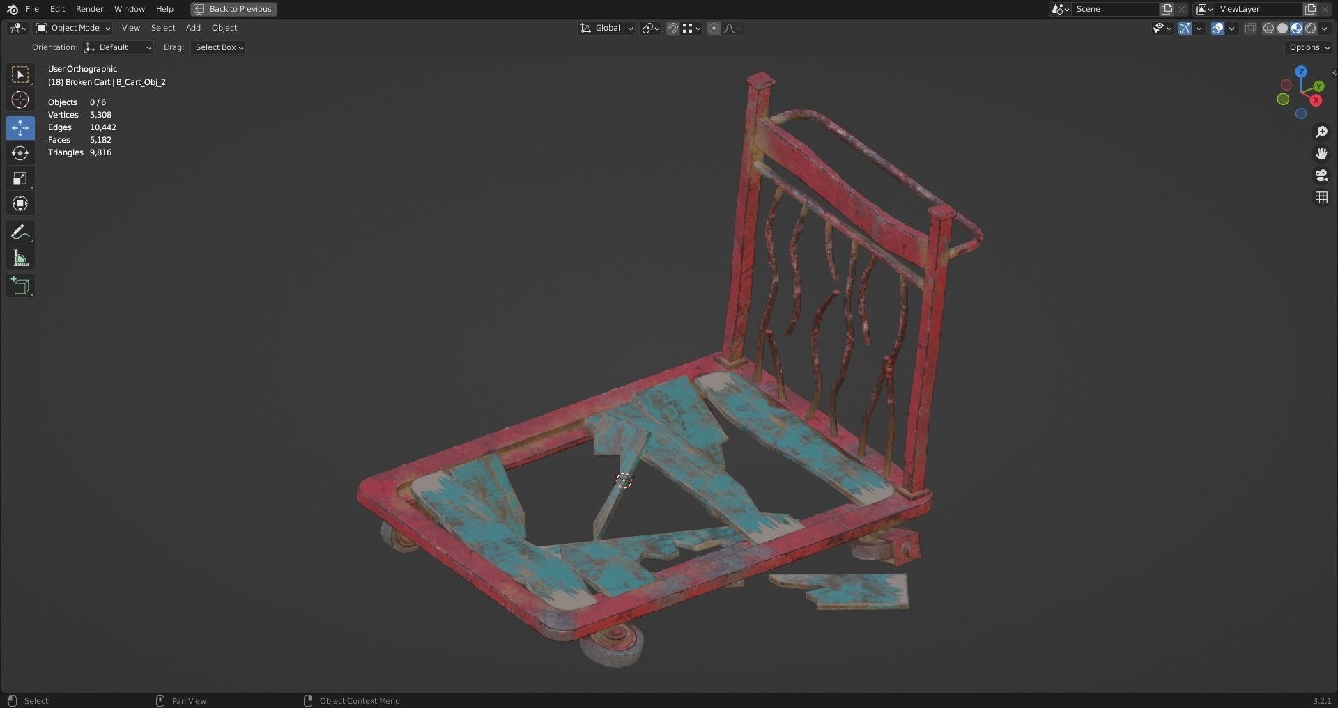 Broken Cart Low-poly 3D model_18