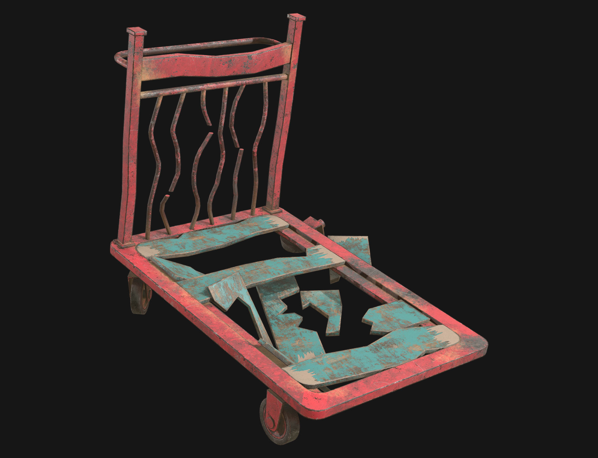 Broken Cart Low-poly 3D model_5
