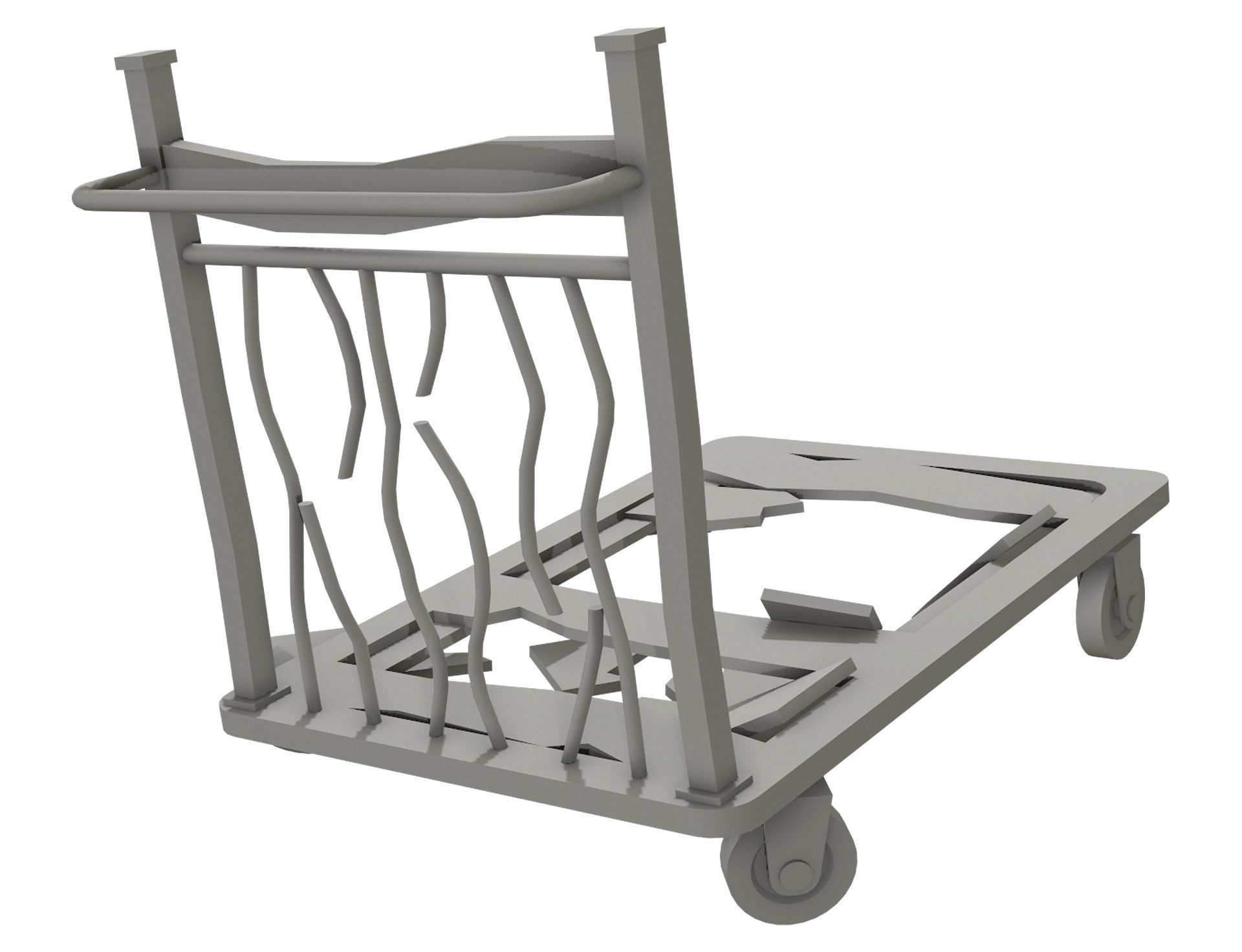 Broken Cart Low-poly 3D model_13