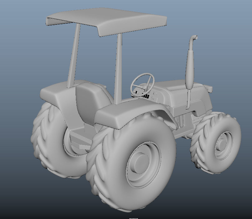 Tractor Low-poly 3D model_1