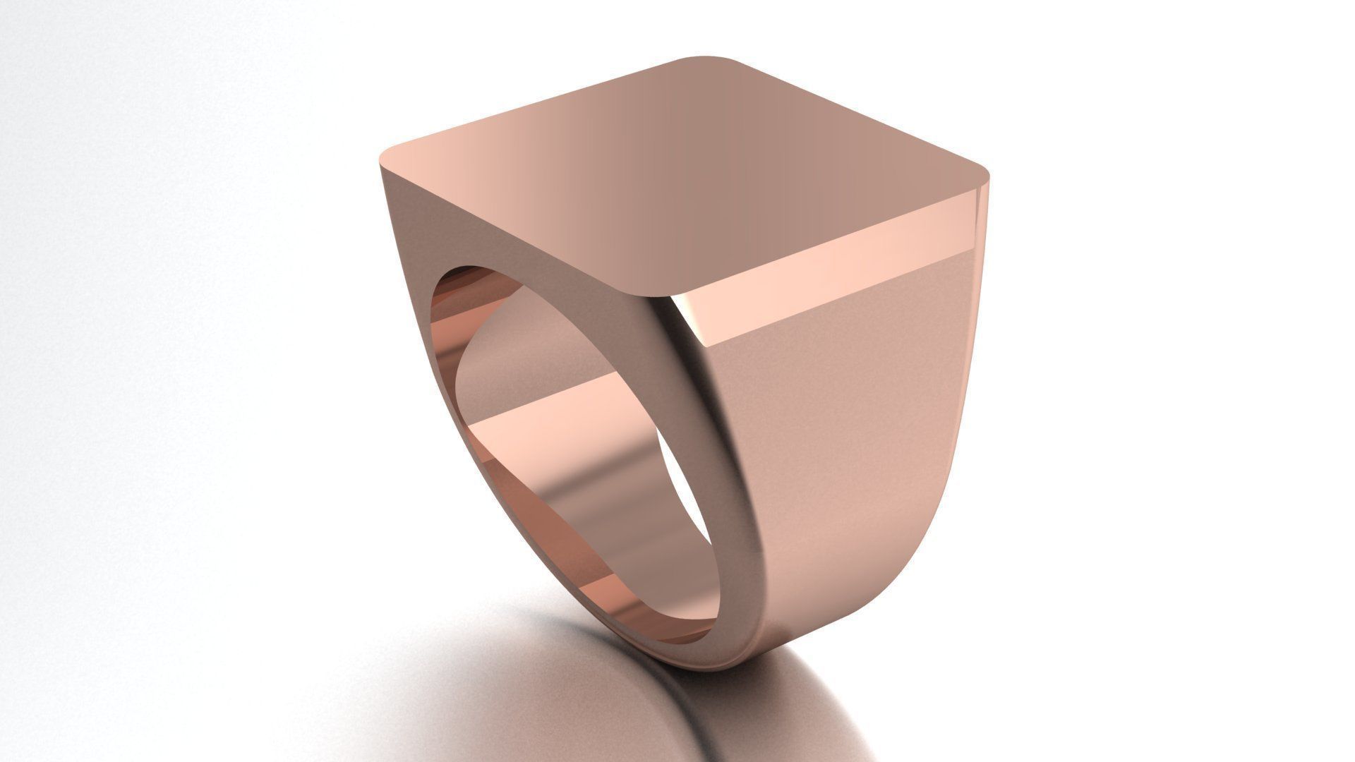 19 mm Signet Ring Squareshape Pritable model 3dmodel US 7 3D print model_1