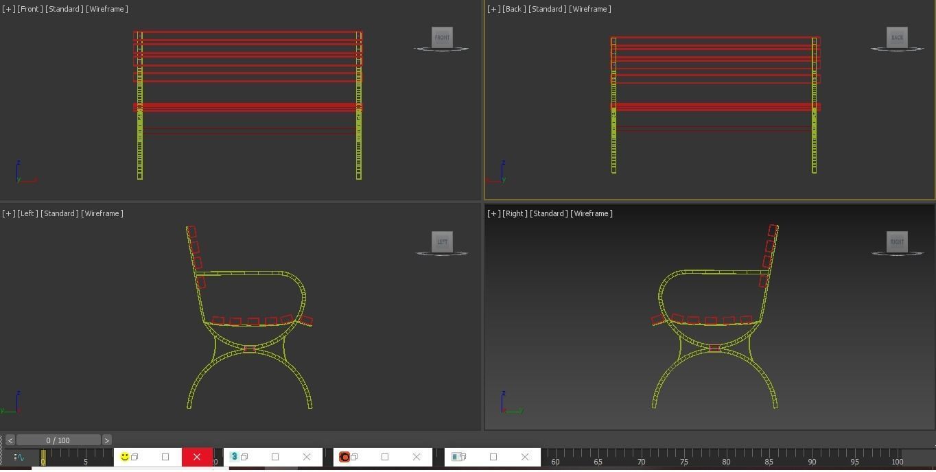 Bench Low-poly 3D model_7