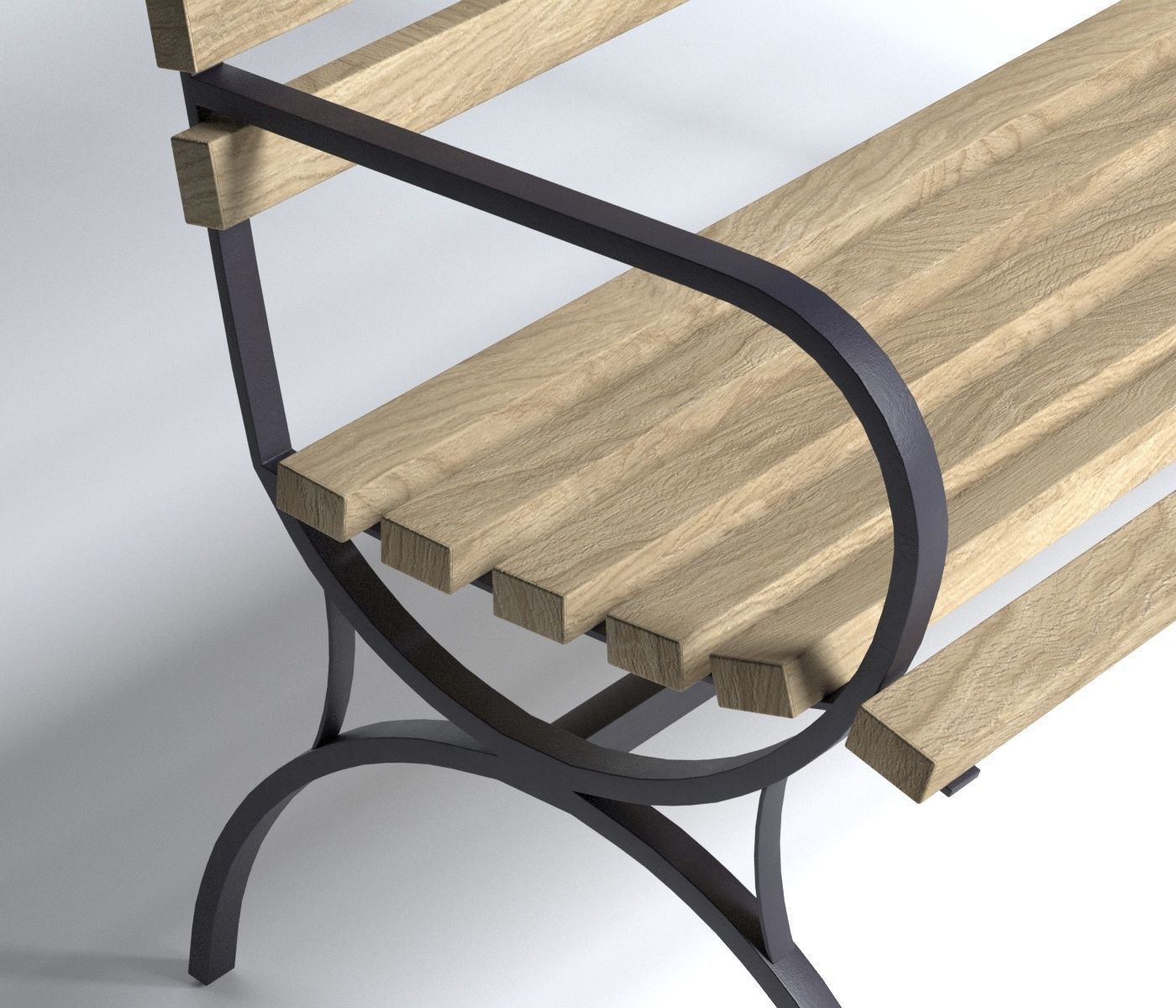 Bench Low-poly 3D model_2