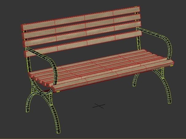 Bench Low-poly 3D model_5