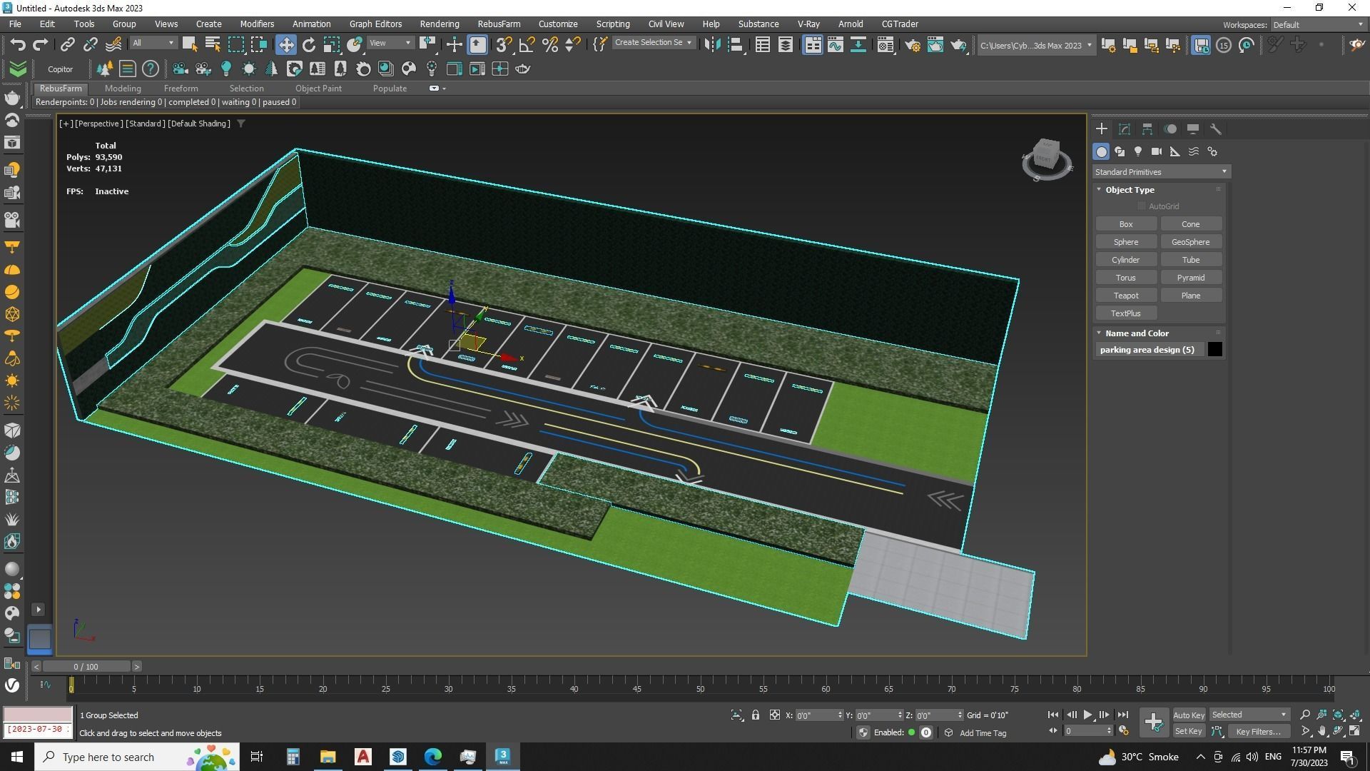 Modern Parking Lot - sketchup model 3D model_1