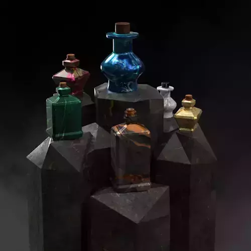 Marble Low Poly Magical Alchemy Potions Low-poly 3D model