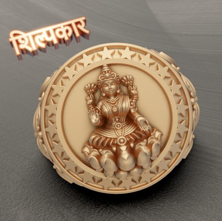 Laxmi Ji Ring High Quality 3D print model_1