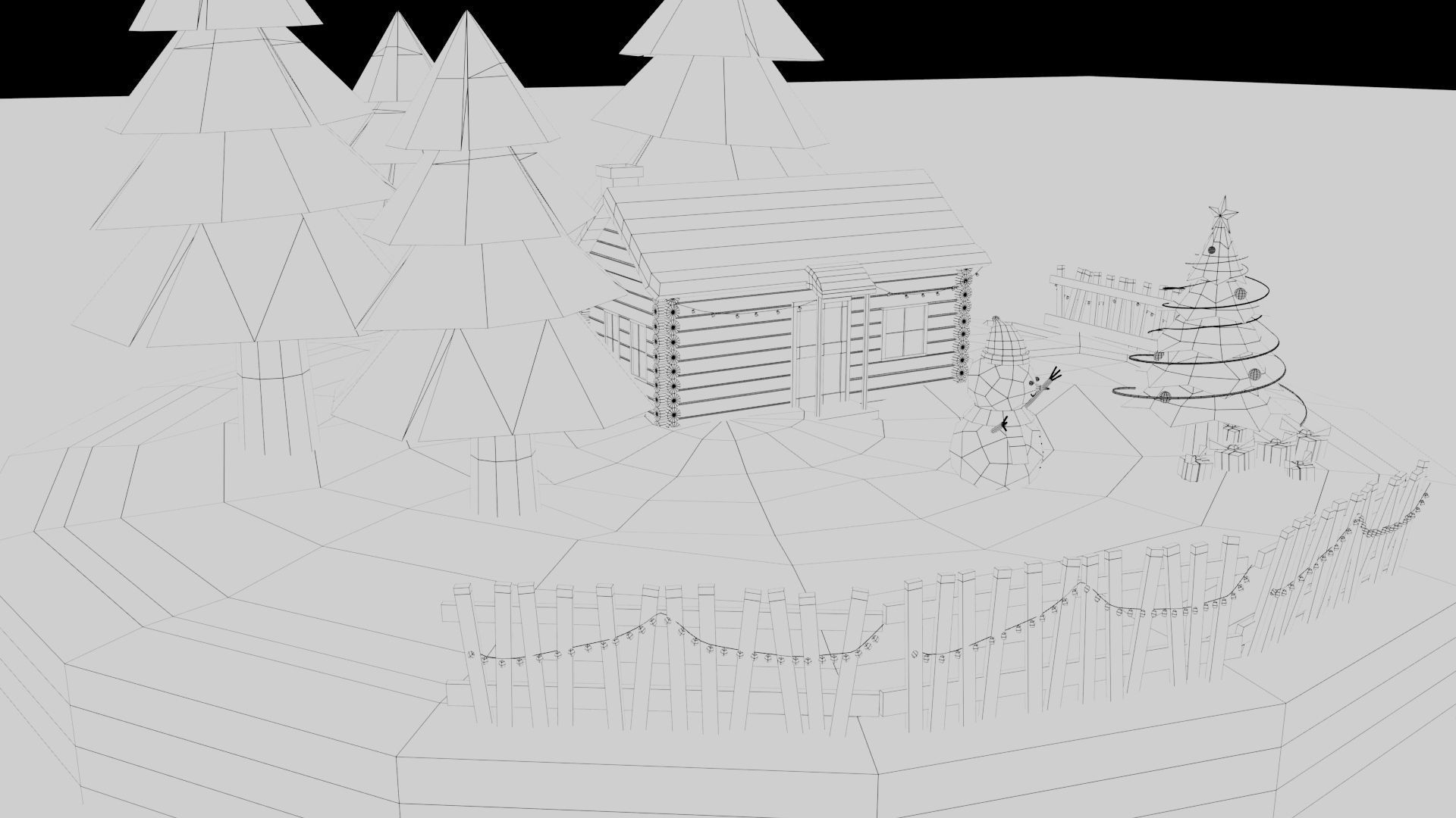An Isometric design for a cute snowman and christmas tree 3D print model_8