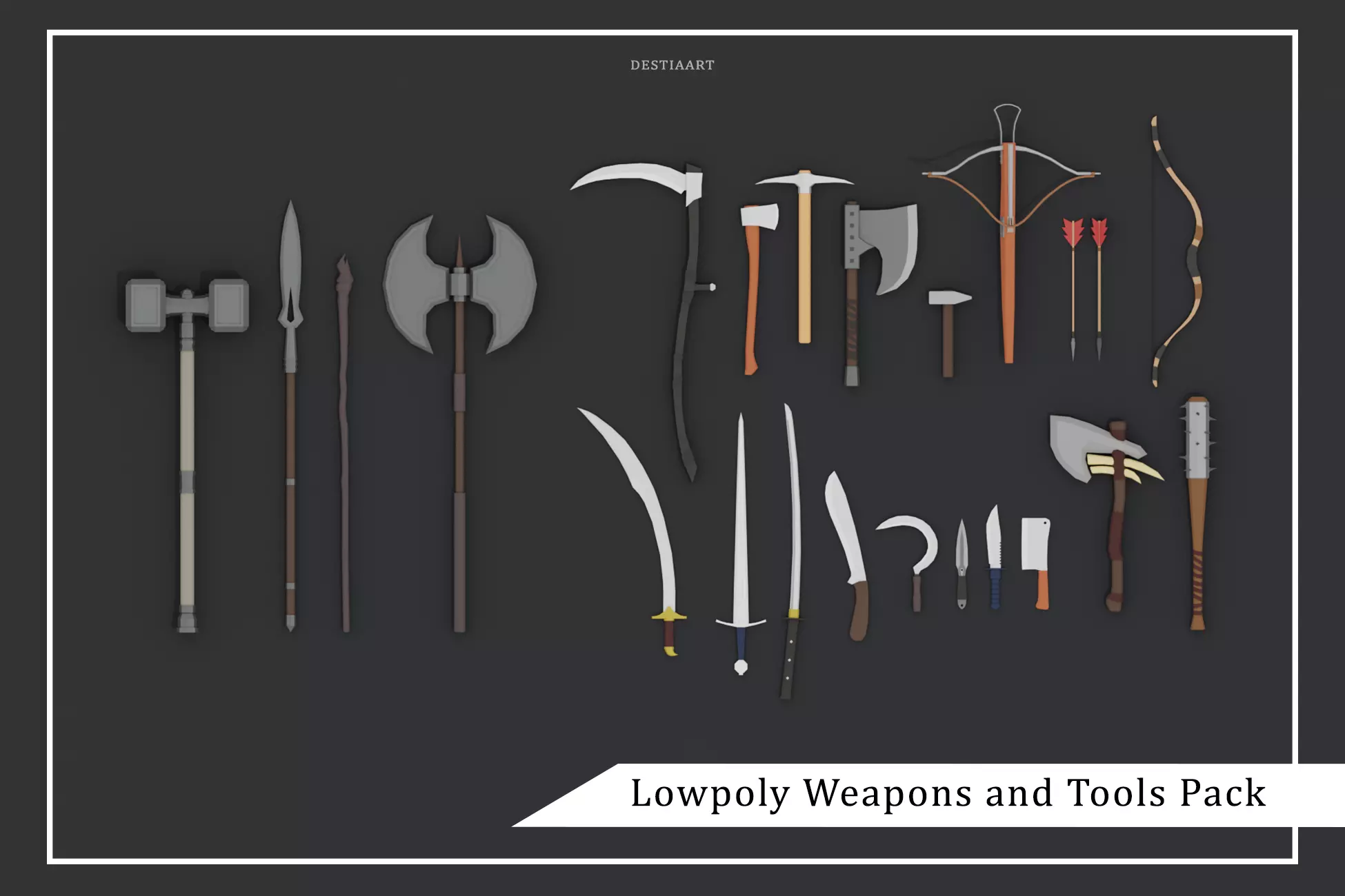 Lowpoly Weapons and Tools Pack Low-poly 3D model_0