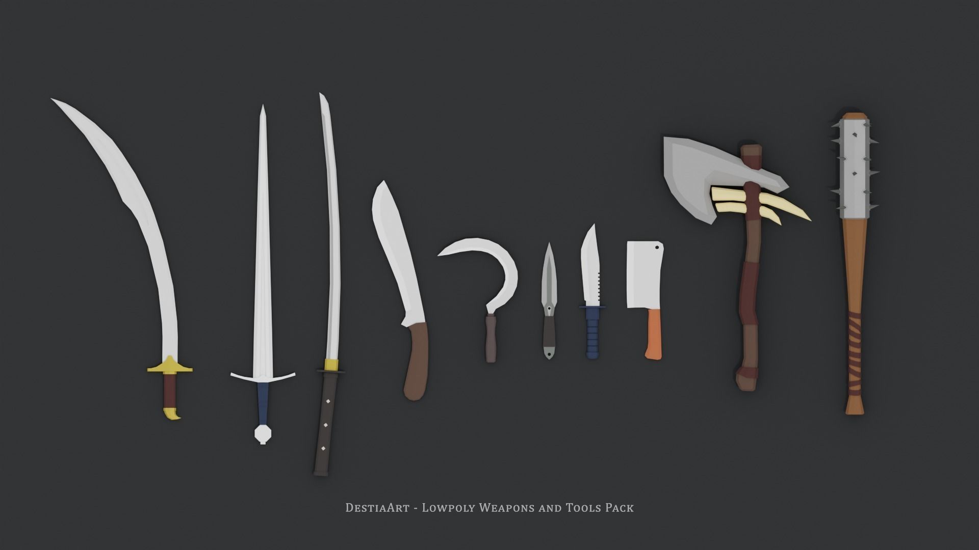 Lowpoly Weapons and Tools Pack Low-poly 3D model_3