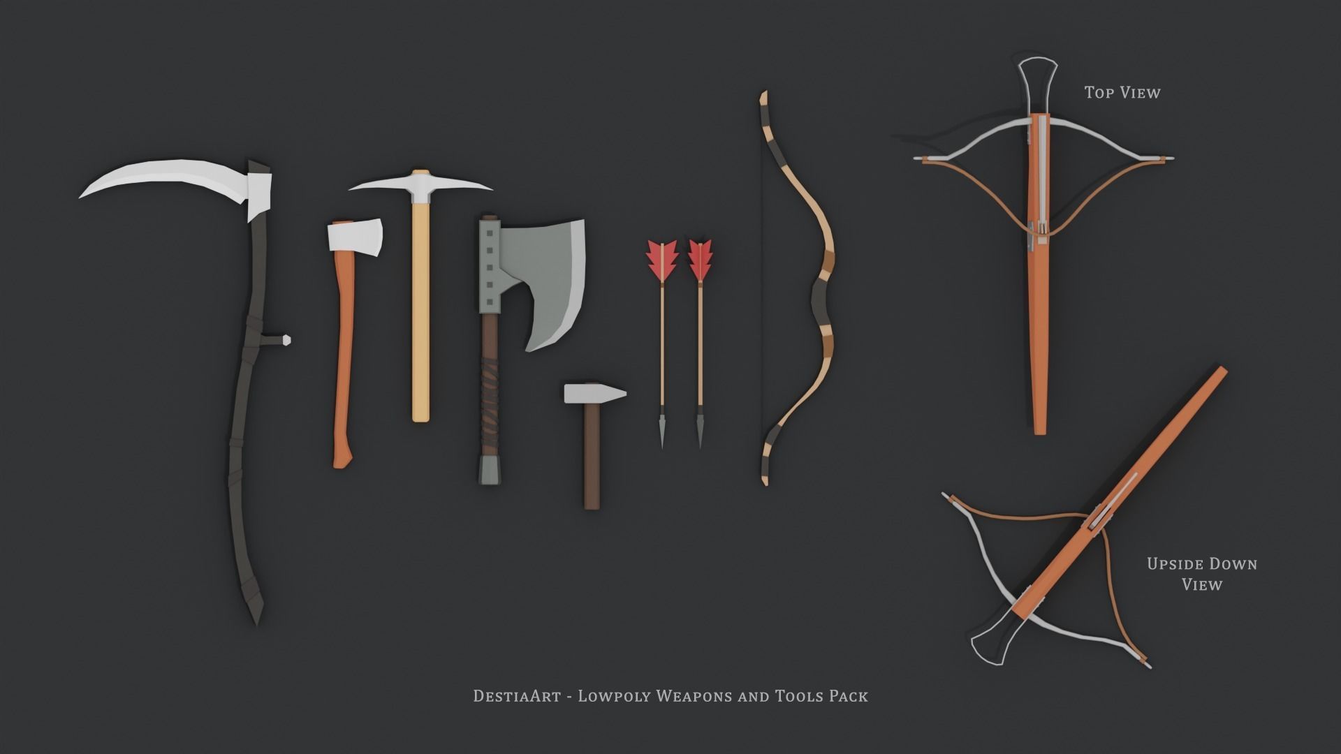 Lowpoly Weapons and Tools Pack Low-poly 3D model_1