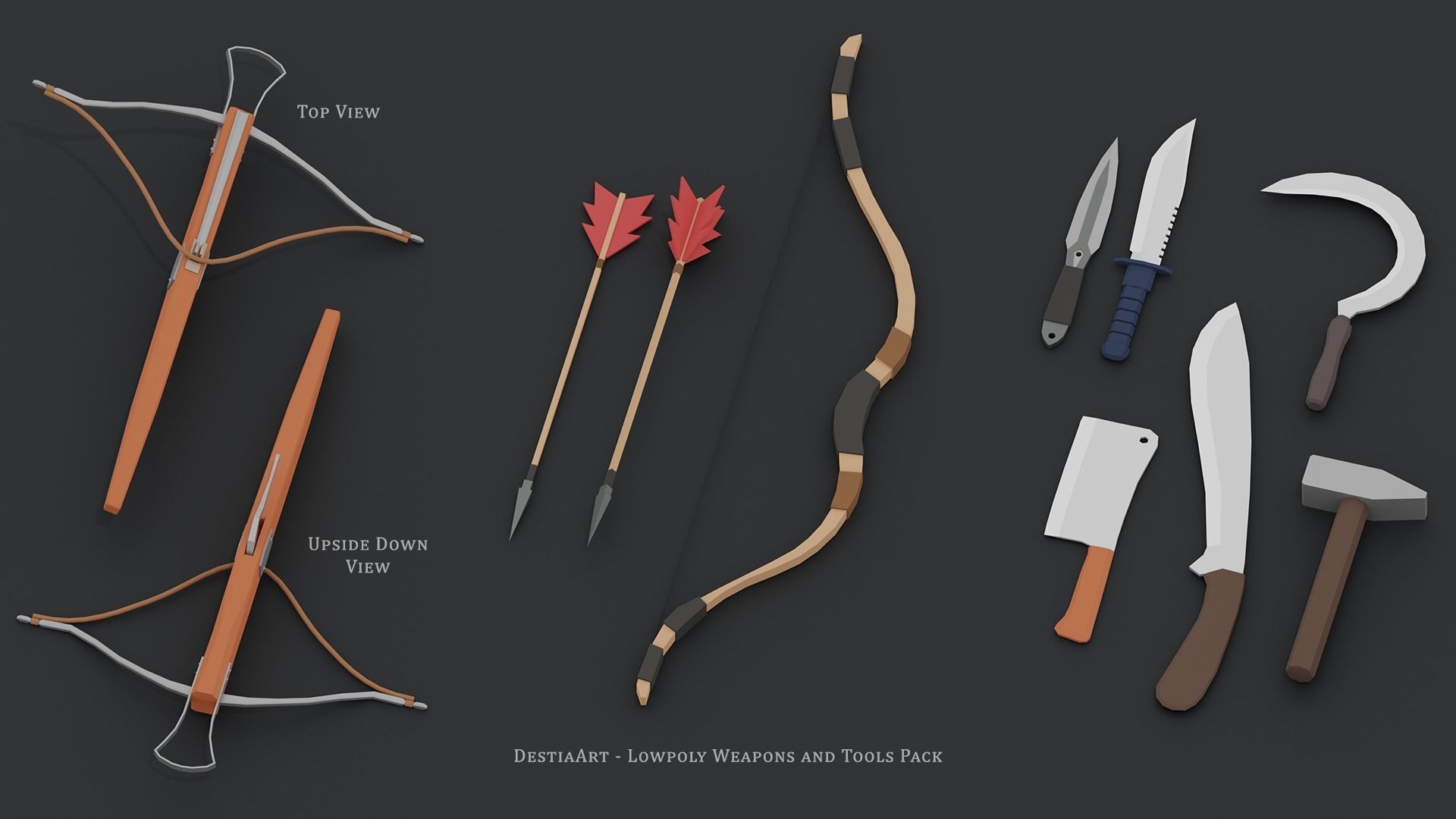 Lowpoly Weapons and Tools Pack Low-poly 3D model_4