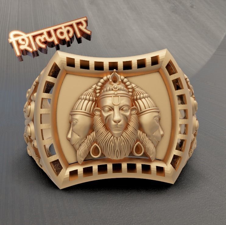 HANUMAN JI RING DESIGN - HIGH QUALITY 3D print model_1