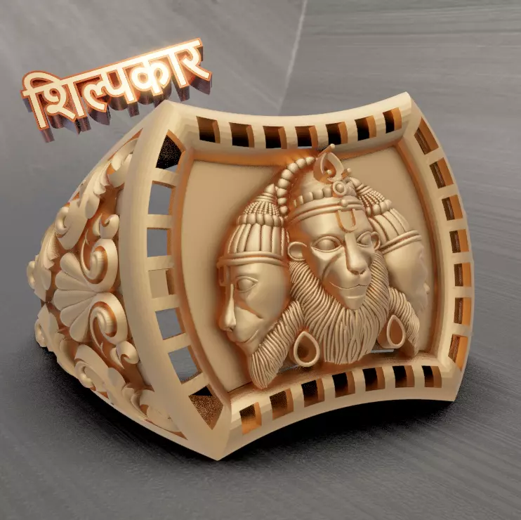 HANUMAN JI RING DESIGN - HIGH QUALITY 3D print model_0