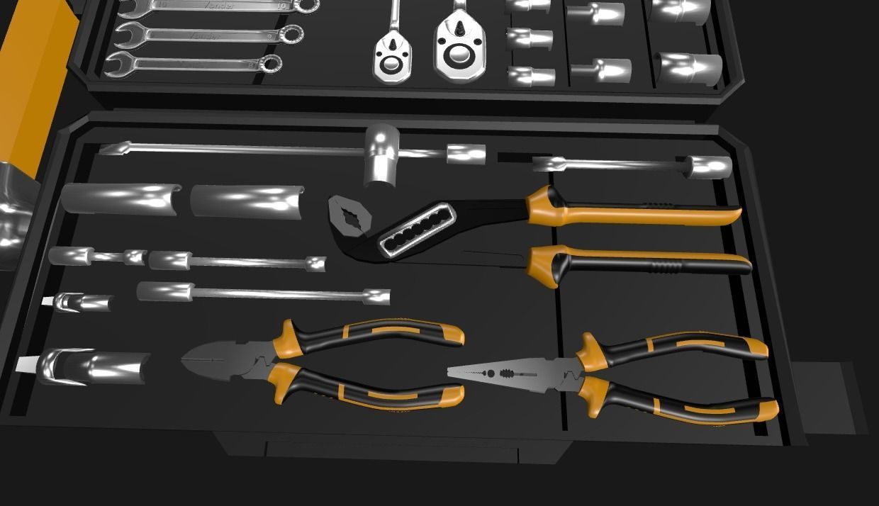 Vonder Toolbox - 110 tool pieces Low-poly 3D model_2