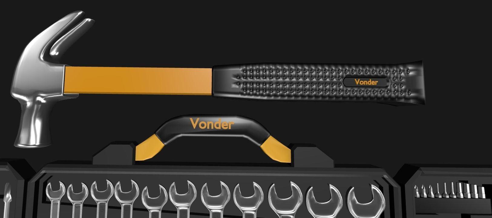 Vonder Toolbox - 110 tool pieces Low-poly 3D model_7