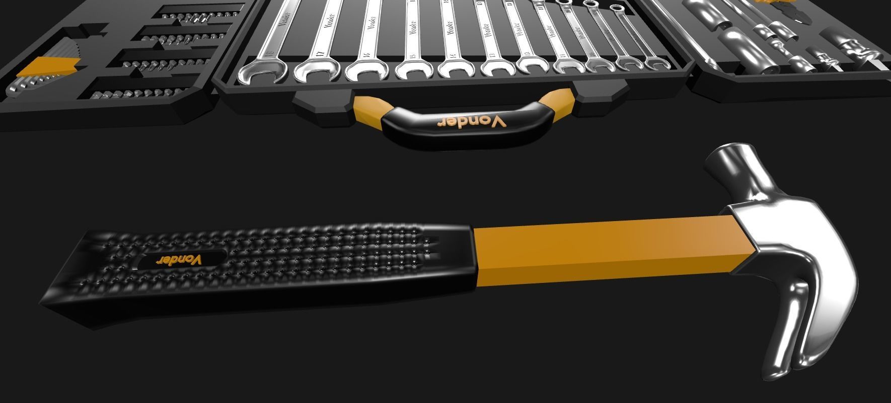 Vonder Toolbox - 110 tool pieces Low-poly 3D model_6