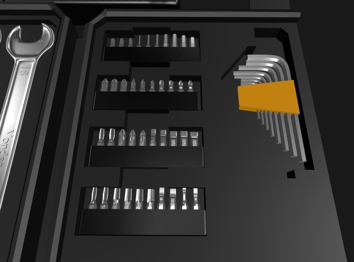 Vonder Toolbox - 110 tool pieces Low-poly 3D model_3