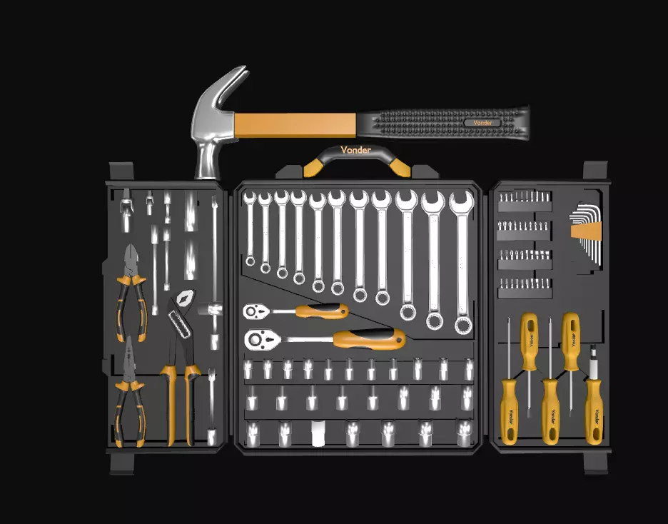 Vonder Toolbox - 110 tool pieces Low-poly 3D model_0