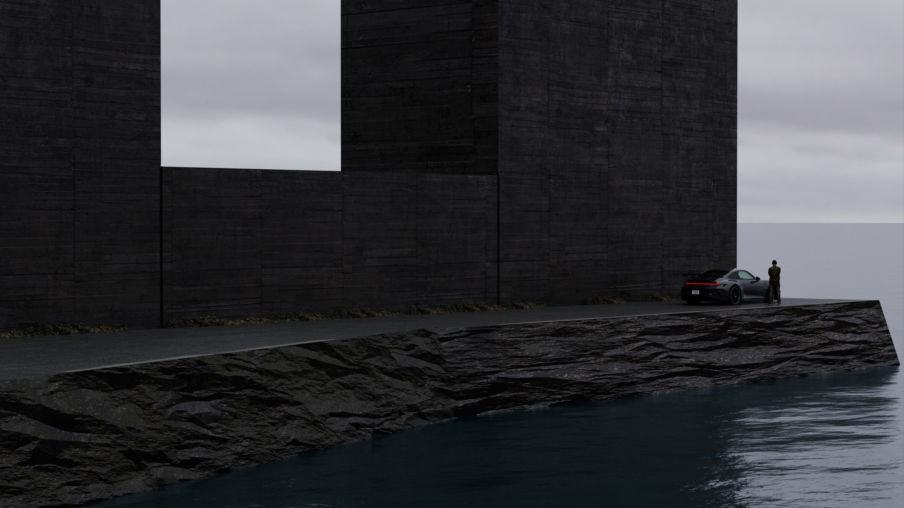 Car Seaside Scene 3D Blender File Textured FBX File 3D model_2