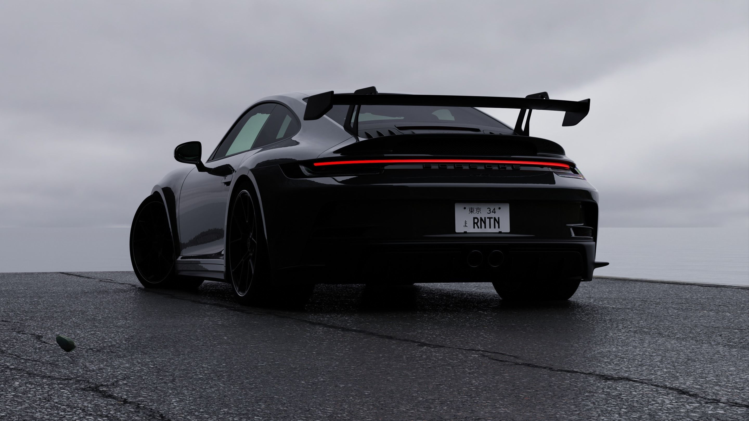 Car Seaside Scene 3D Blender File Textured FBX File 3D model_4