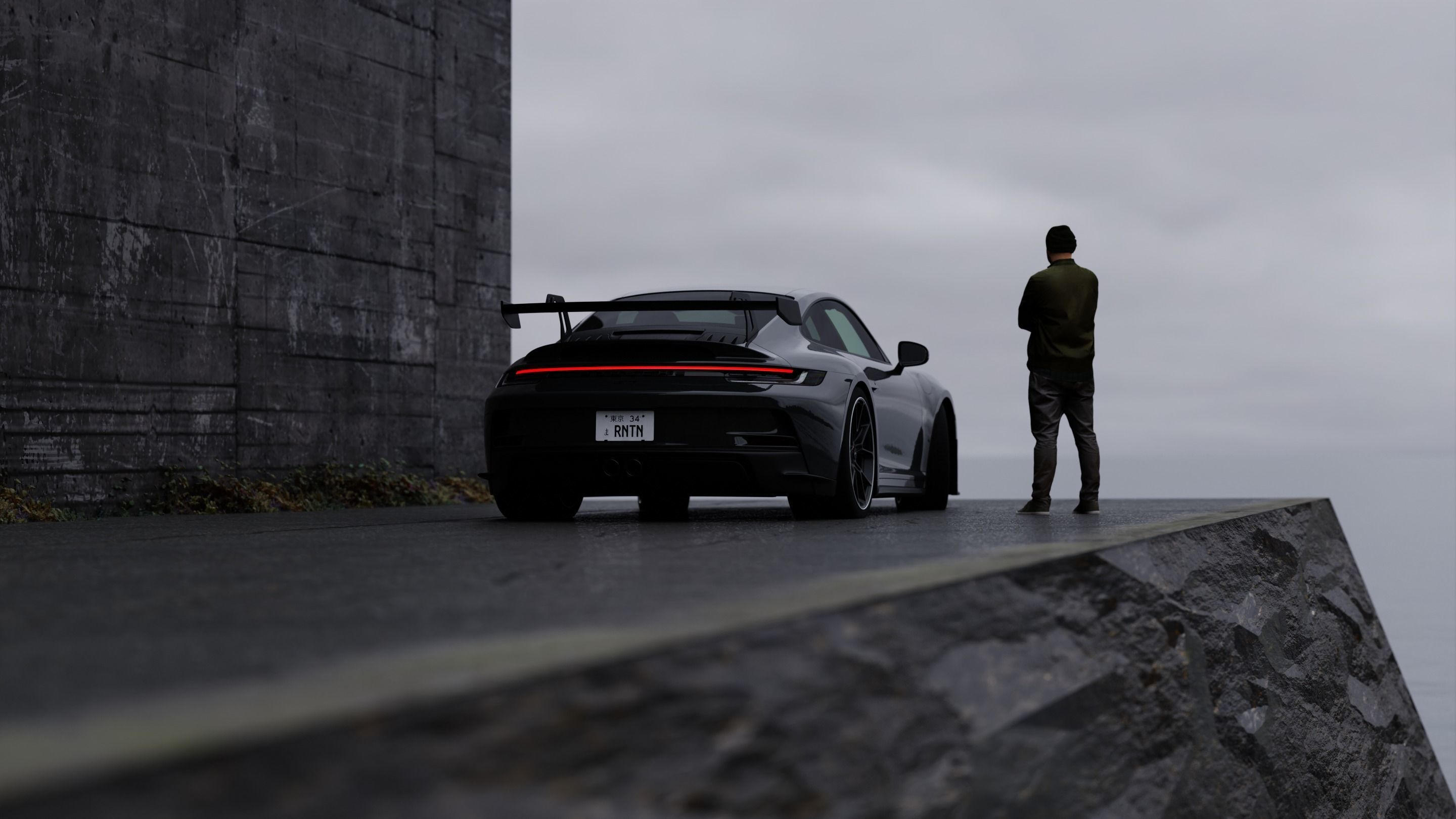 Car Seaside Scene 3D Blender File Textured FBX File 3D model_7