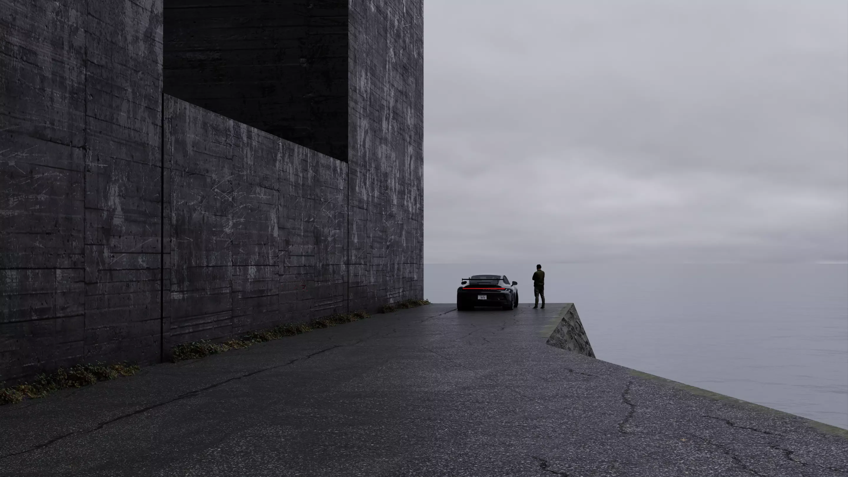 Car Seaside Scene 3D Blender File Textured FBX File 3D model_0