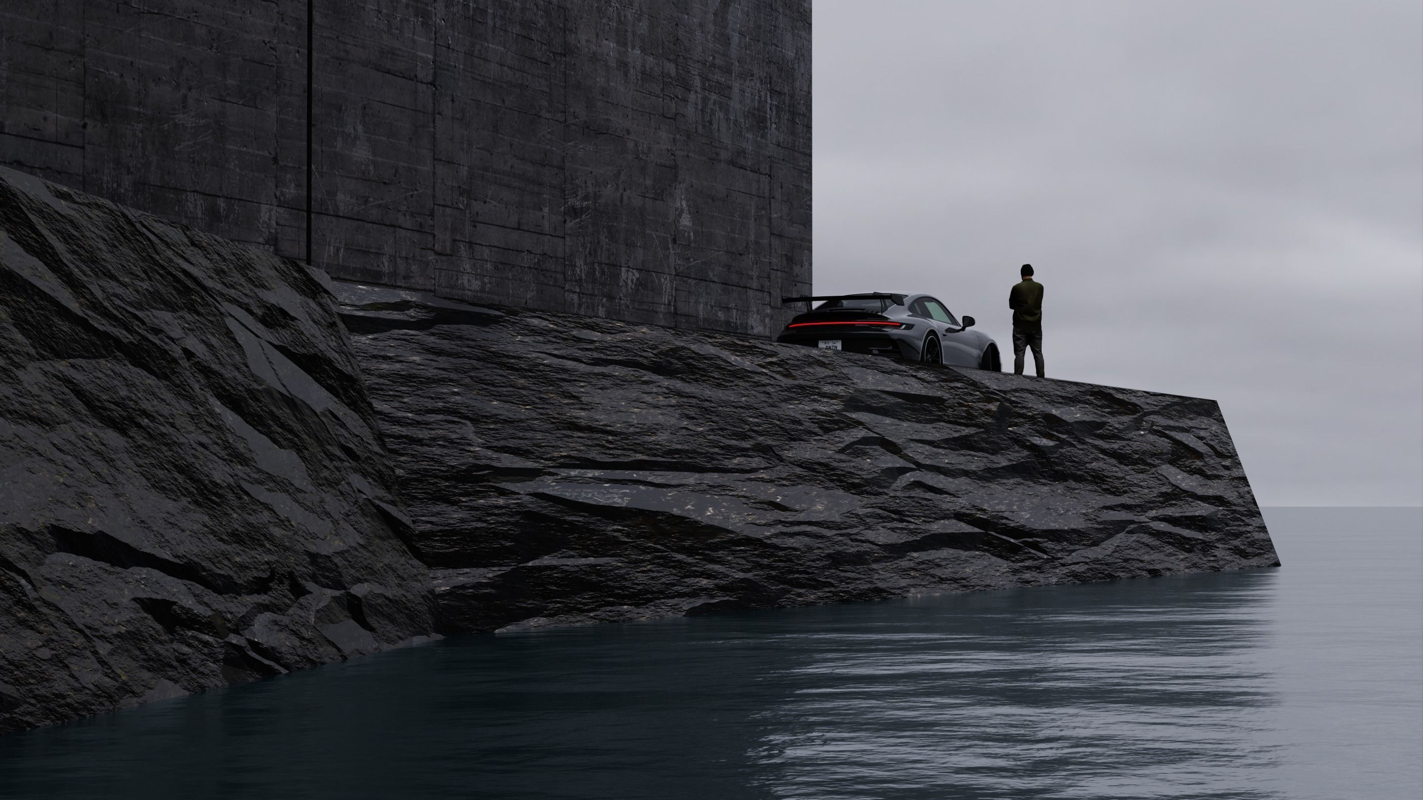 Car Seaside Scene 3D Blender File Textured FBX File 3D model_1