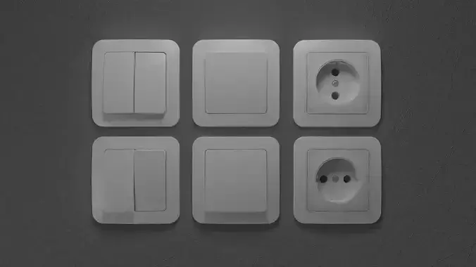 White socket Light switch 6 objects collection