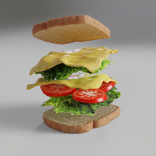 Sandwich Low-poly 3D model 4