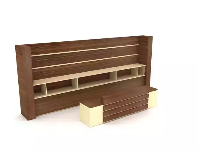 Decorative Wood Information Desk Low-poly 3D model