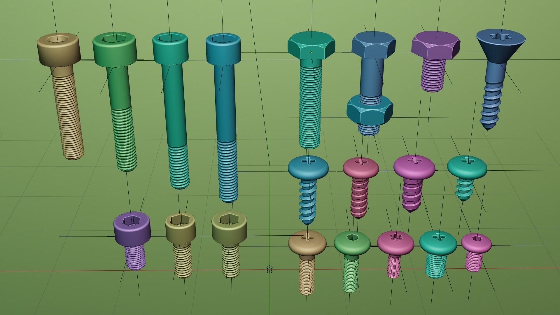 Screws and bolts collection 3D model_4