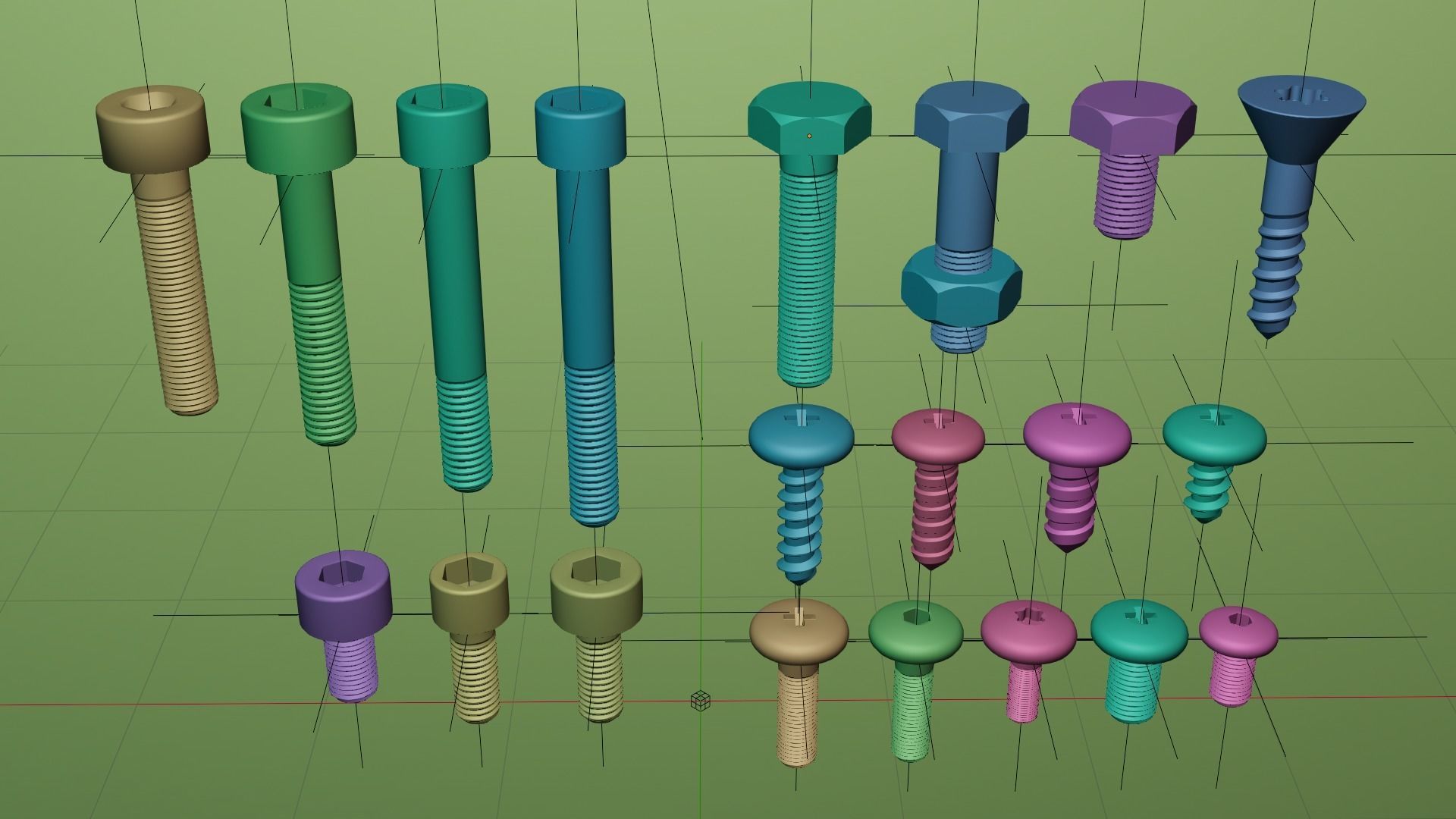 Screws and bolts collection 3D model_3
