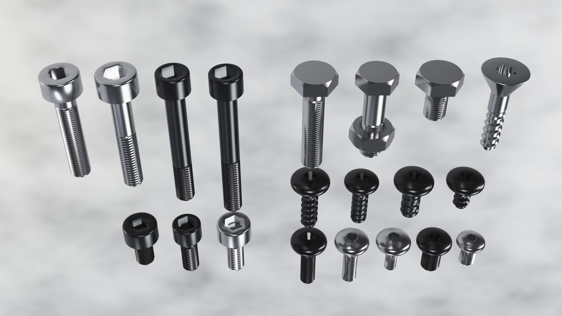 Screws and bolts collection 3D model_7