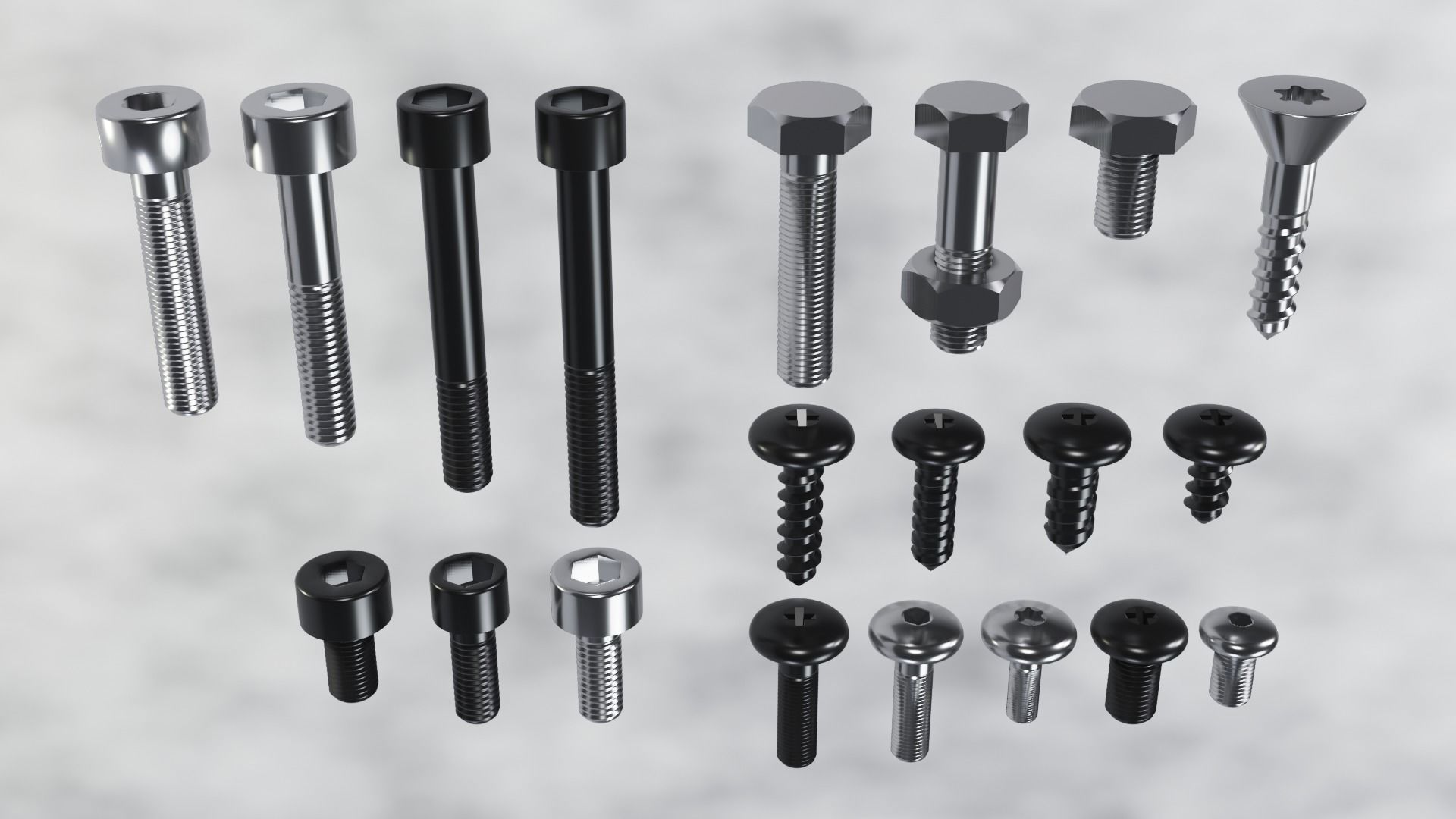 Screws and bolts collection 3D model_9