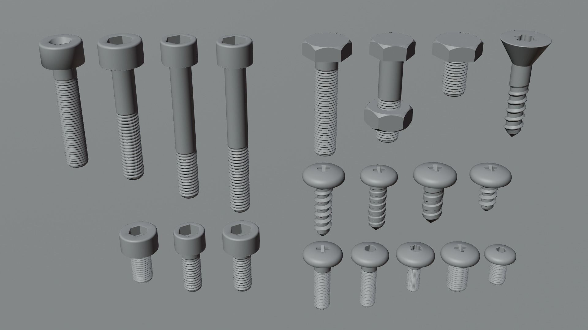 Screws and bolts collection 3D model_2