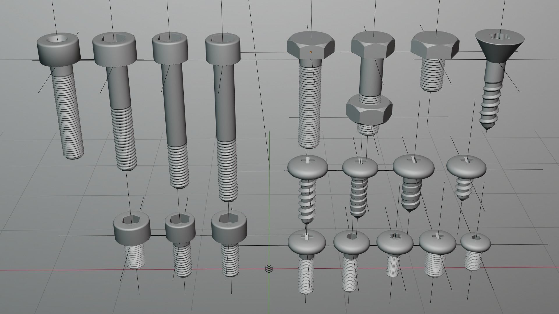 Screws and bolts collection 3D model_11