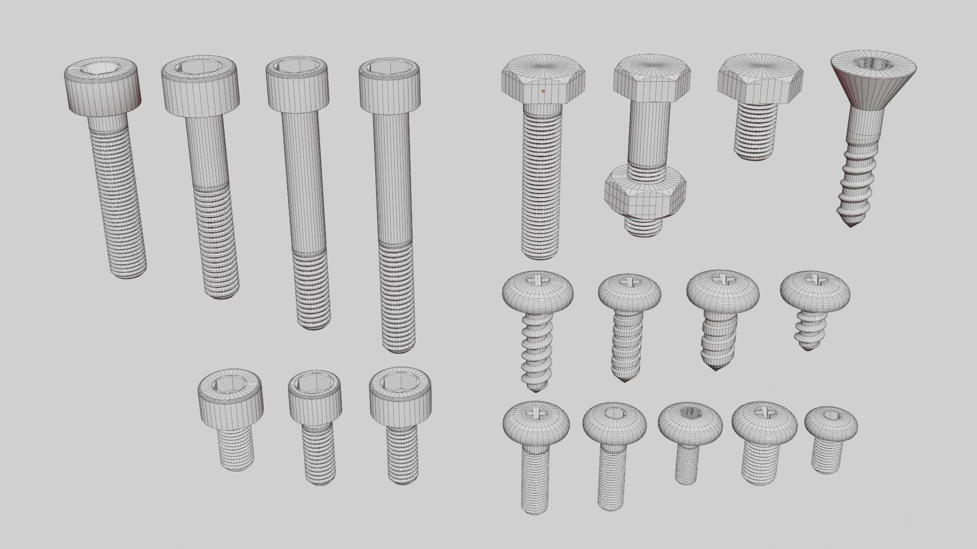 Screws and bolts collection 3D model_12
