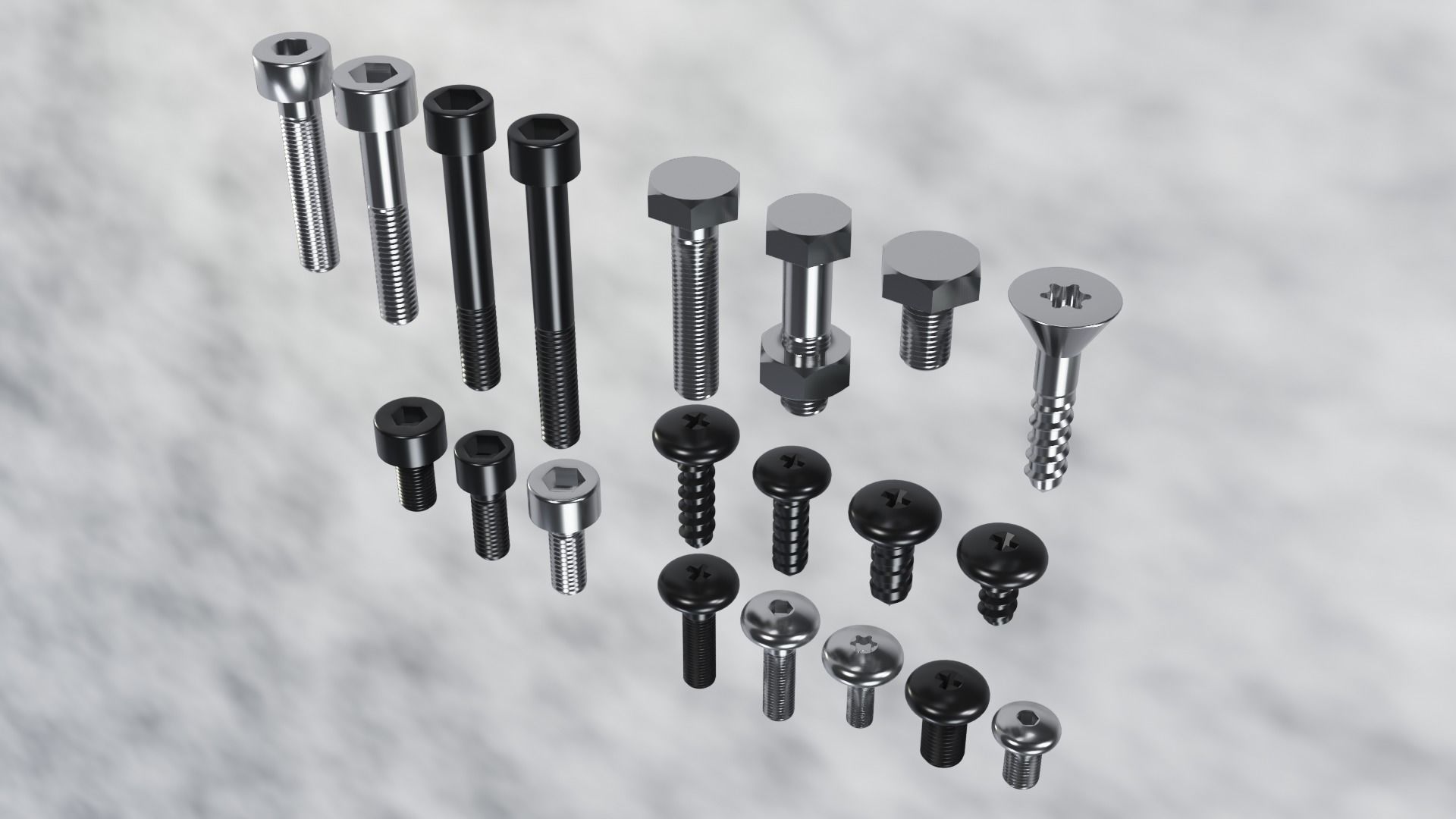 Screws and bolts collection 3D model_8