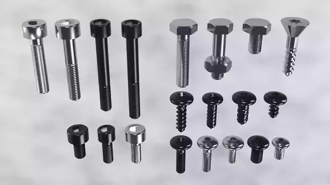 Screws and bolts collection 3D model