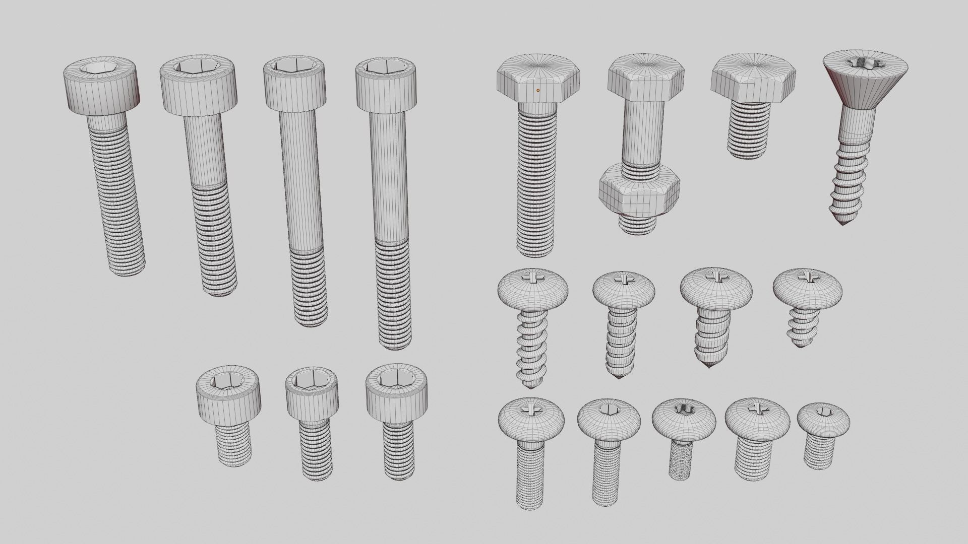 Screws and bolts collection 3D model_1