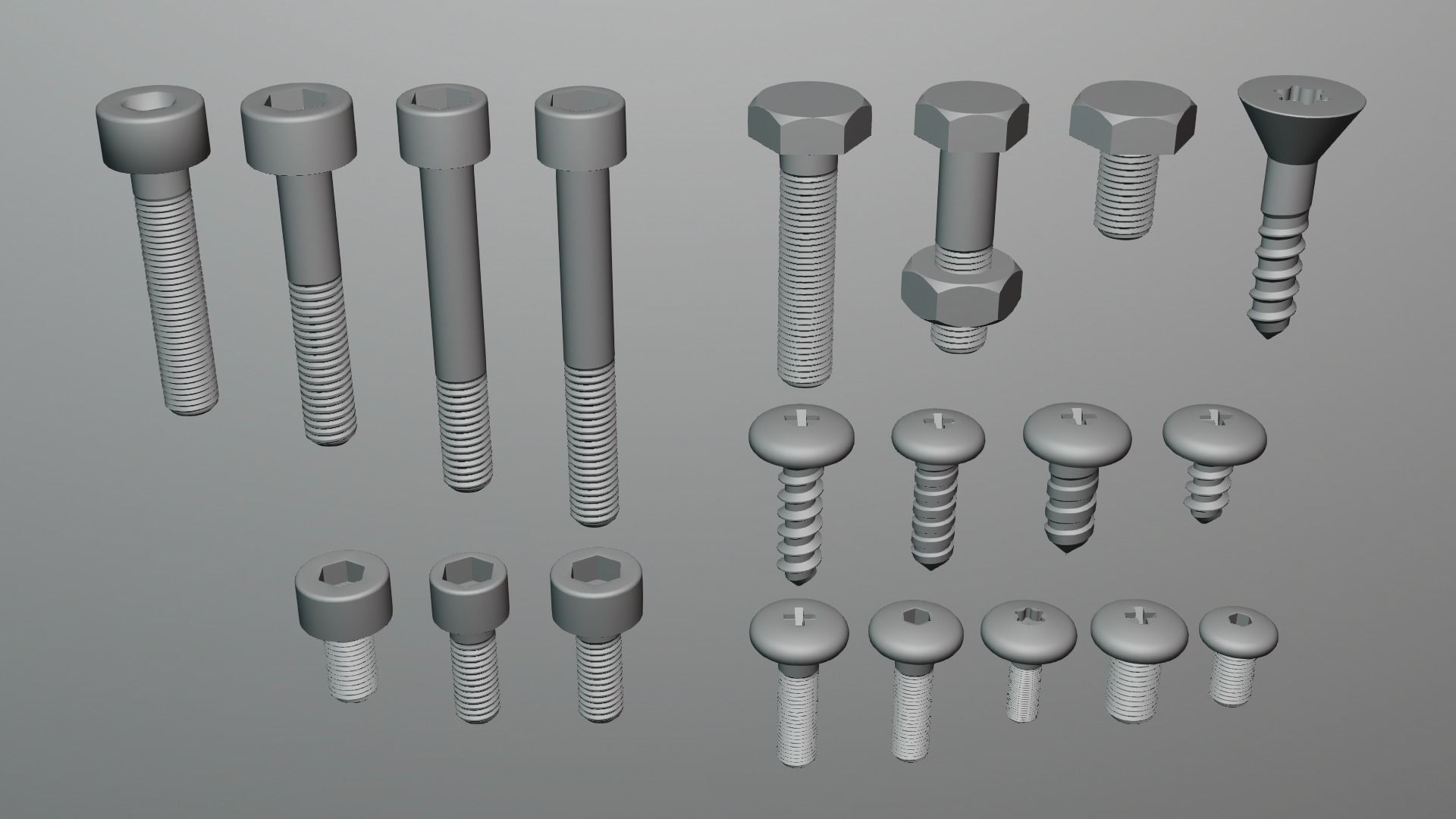 Screws and bolts collection 3D model_10