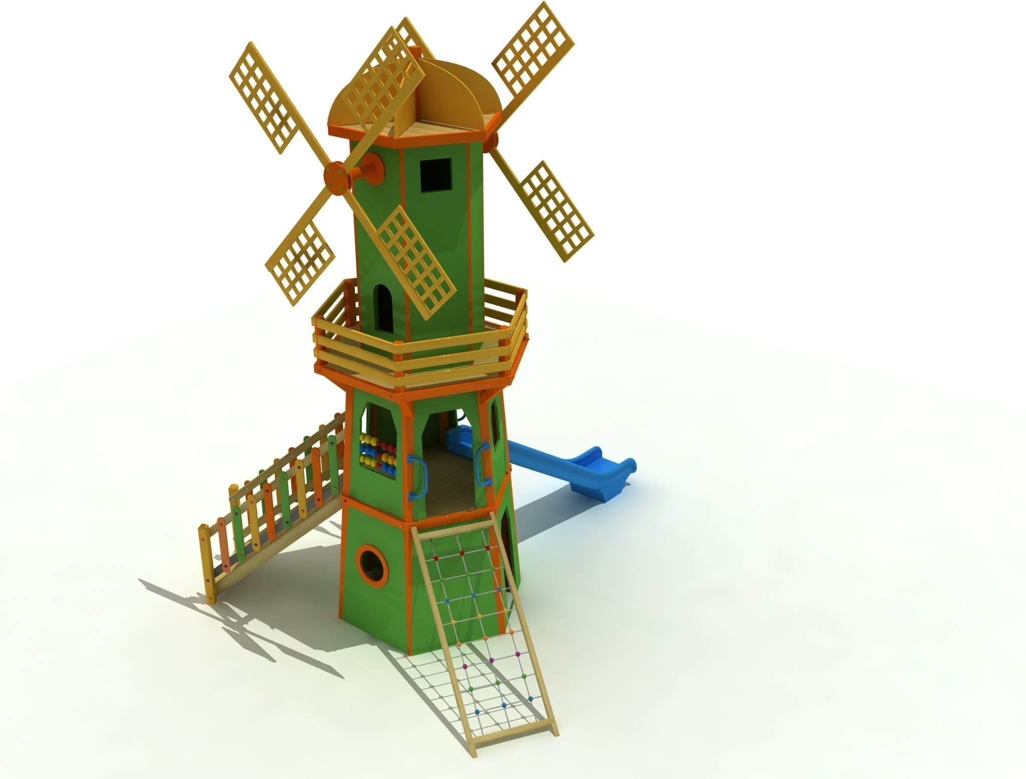  Windmill Wood Kid Playground high Detail 3D model 3D model_5