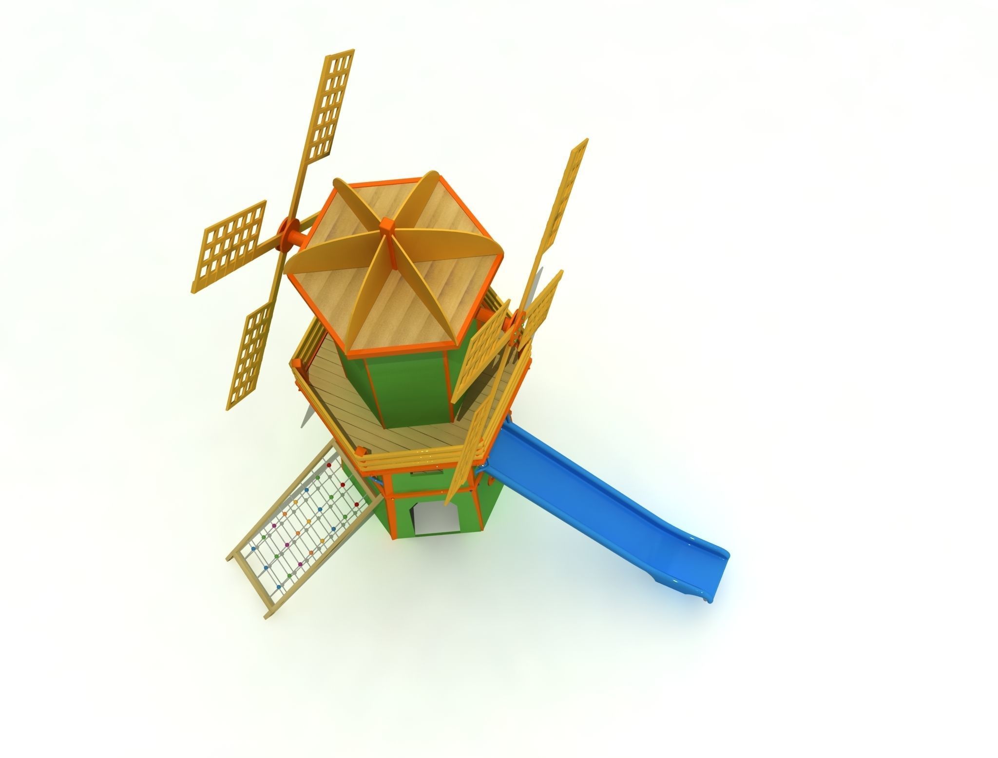 Windmill Wood Kid Playground high Detail 3D model 3D model_3