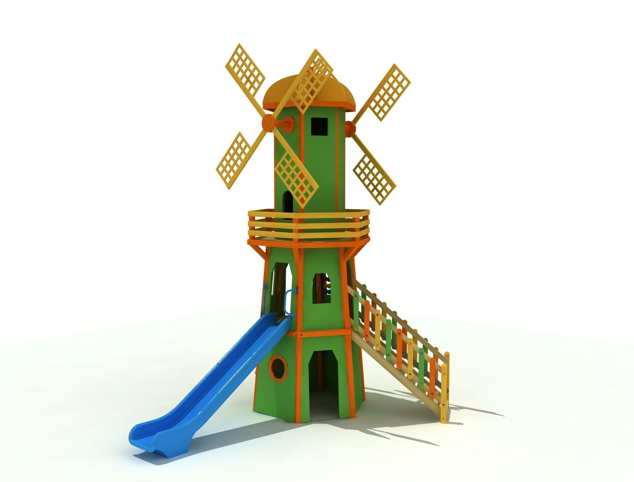  Windmill Wood Kid Playground high Detail 3D model 3D model_1