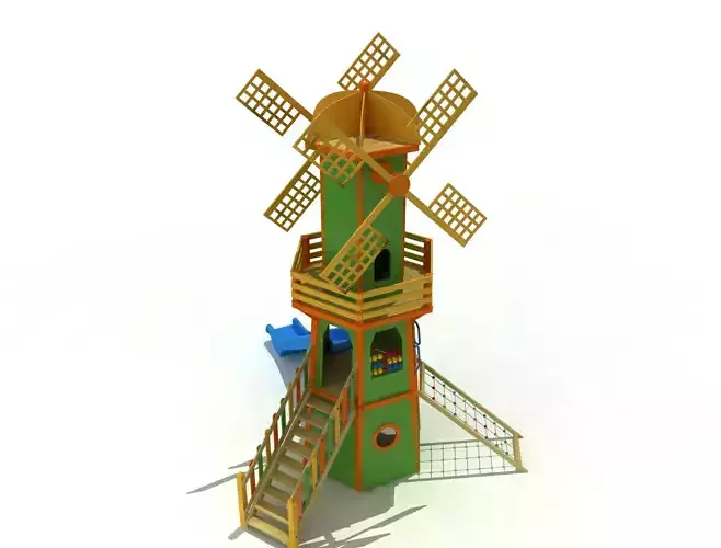  Windmill Wood Kid Playground high Detail 3D model