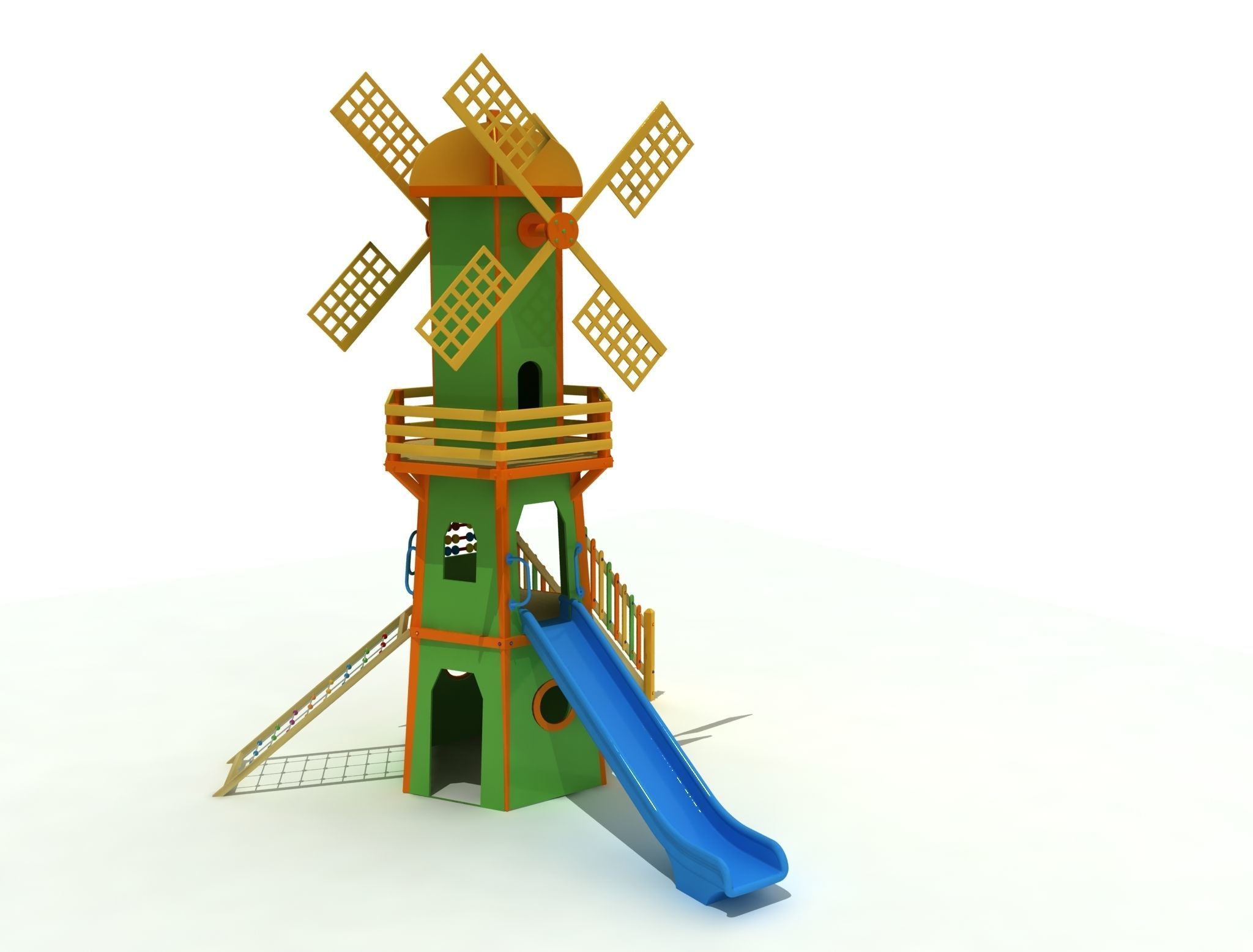  Windmill Wood Kid Playground high Detail 3D model 3D model_2